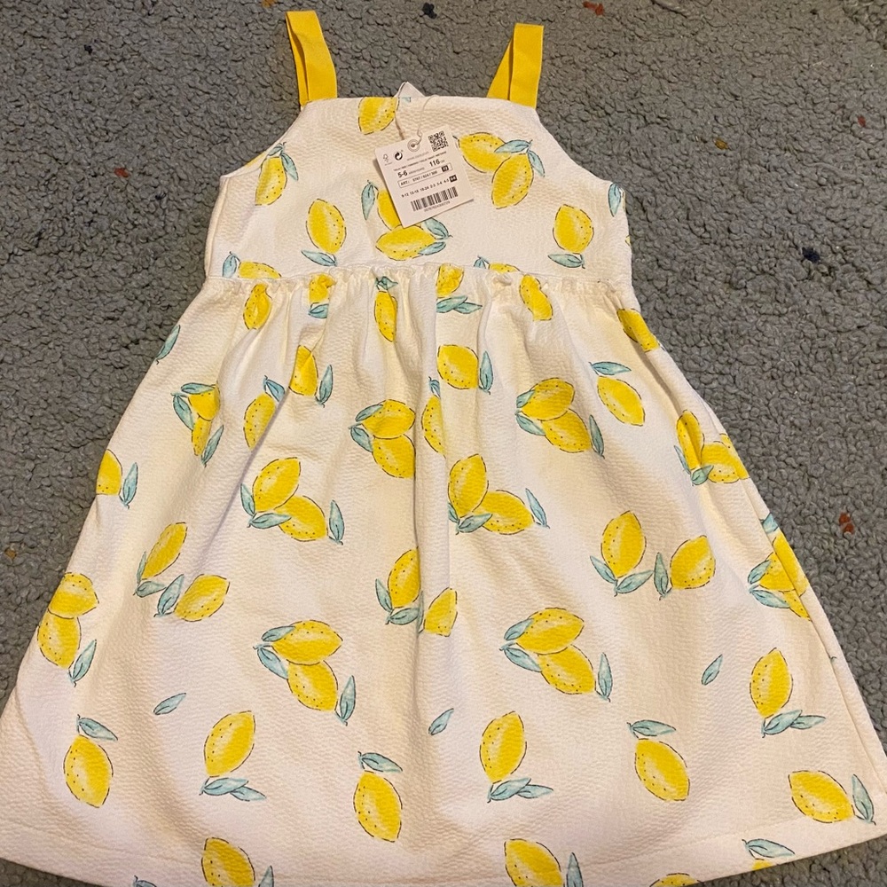 Zara Kids Lemon Print Dress with Yellow Straps